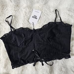 NEW Princess Polly Black Eyelet Lace Corset Top Sz 6 Bandeau Gothic Cottage